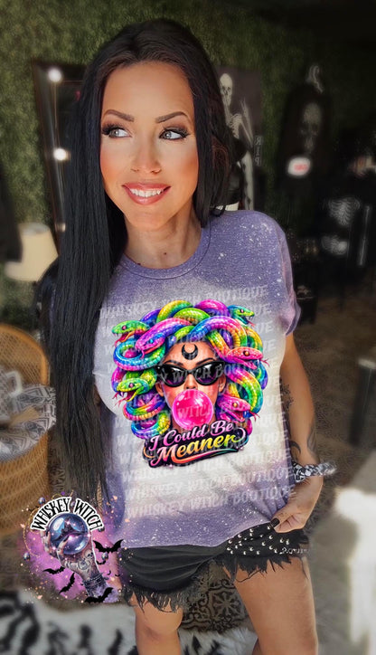 Neon Medusa Graphic Tee, Tattoo Style Snake Goddess Shirt, Alt Fashion Apparel