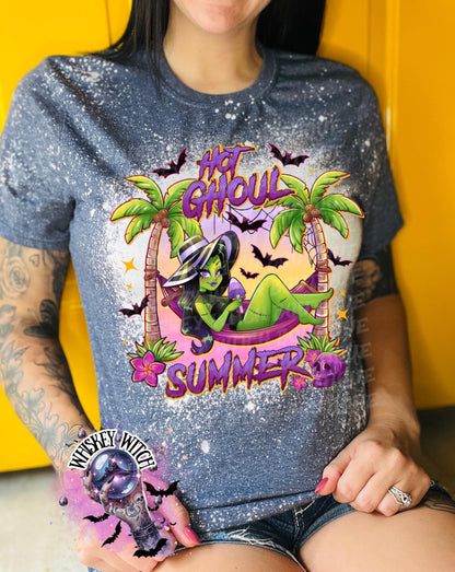 Hot Ghoul Summer Tee, Tropical Witch Shirt, bleached tee, acid washed