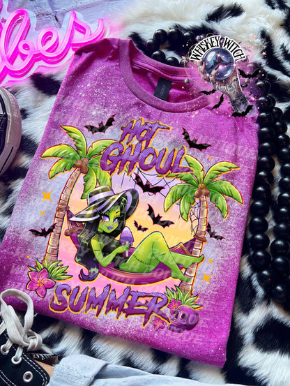 Hot Ghoul Summer Tee, Tropical Witch Shirt, bleached tee, acid washed
