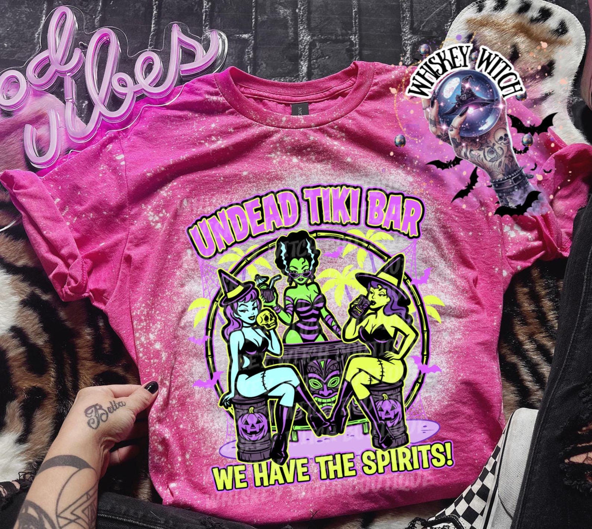 Undead Tiki Bar Tee, Spooky Tropical Shirt, bleached tshirt, summer shirt, gift for her