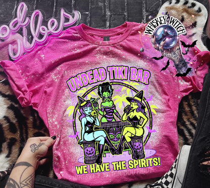 Undead Tiki Bar Tee, Spooky Tropical Shirt, bleached tshirt, summer shirt, gift for her