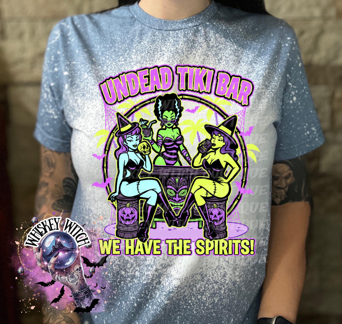 Undead Tiki Bar Tee, Spooky Tropical Shirt, bleached tshirt, summer shirt, gift for her