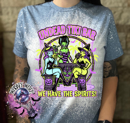 Undead Tiki Bar Tee, Spooky Tropical Shirt, bleached tshirt, summer shirt, gift for her