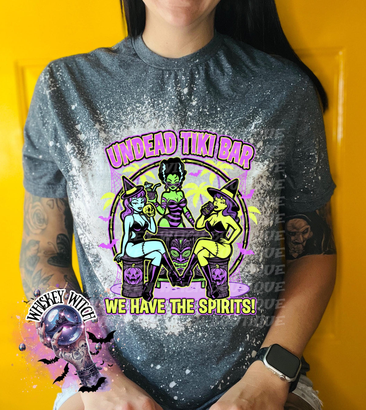 Undead Tiki Bar Tee, Spooky Tropical Shirt, bleached tshirt, summer shirt, gift for her