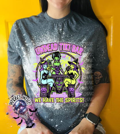 Undead Tiki Bar Tee, Spooky Tropical Shirt, bleached tshirt, summer shirt, gift for her