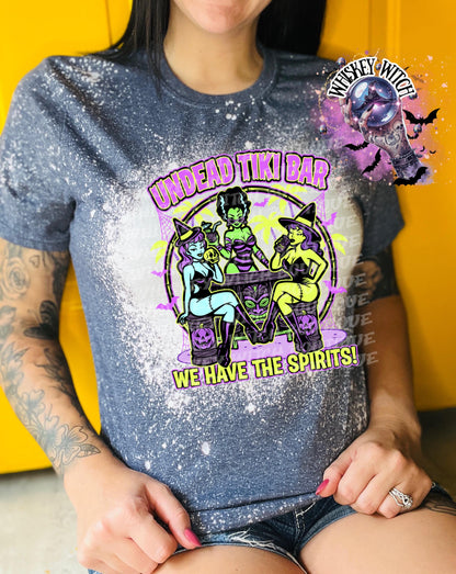 Undead Tiki Bar Tee, Spooky Tropical Shirt, bleached tshirt, summer shirt, gift for her
