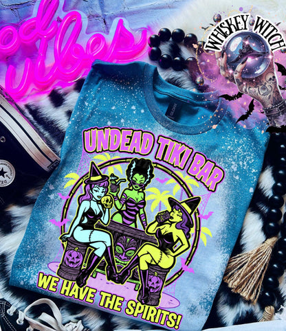 Undead Tiki Bar Tee, Spooky Tropical Shirt, bleached tshirt, summer shirt, gift for her