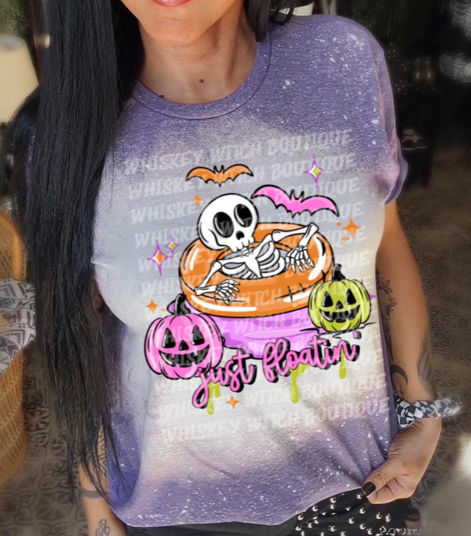 Spooky Summer Shirt, Cute Skeleton Pool Float Tee, Summerween Graphic T-Shirt