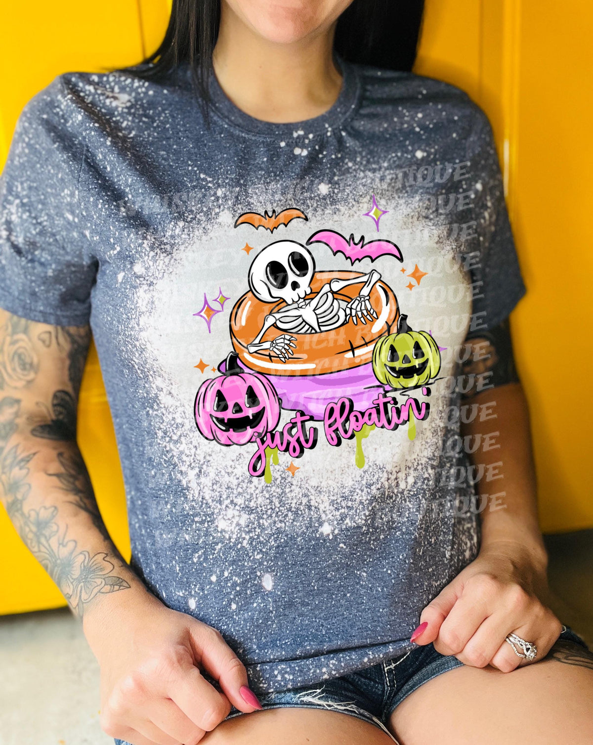 Spooky Summer Shirt, Cute Skeleton Pool Float Tee, Summerween Graphic T-Shirt