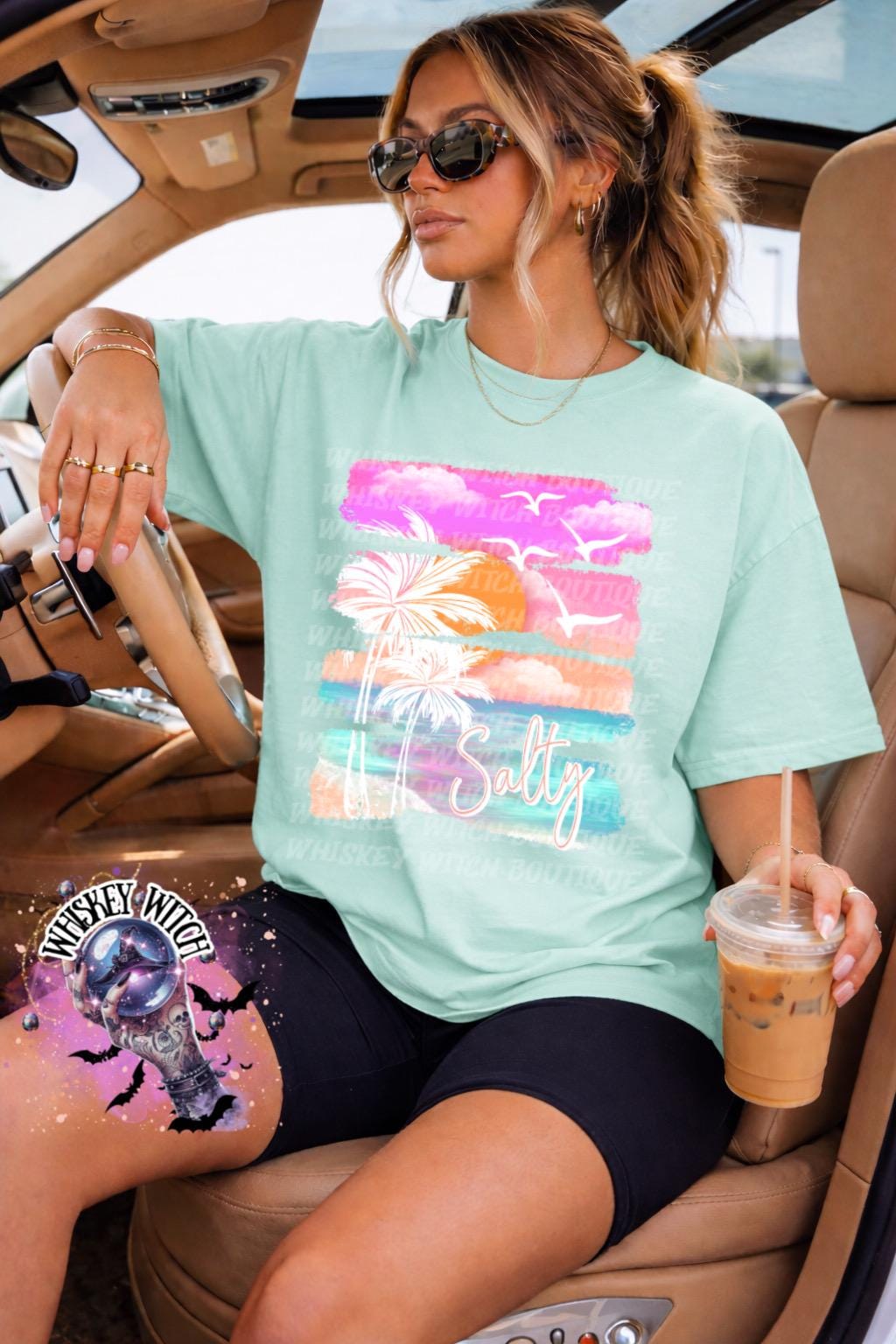 Salty Beach T-Shirt, Pastel Coastal Graphic for Summer Vacation, girls trip shirt