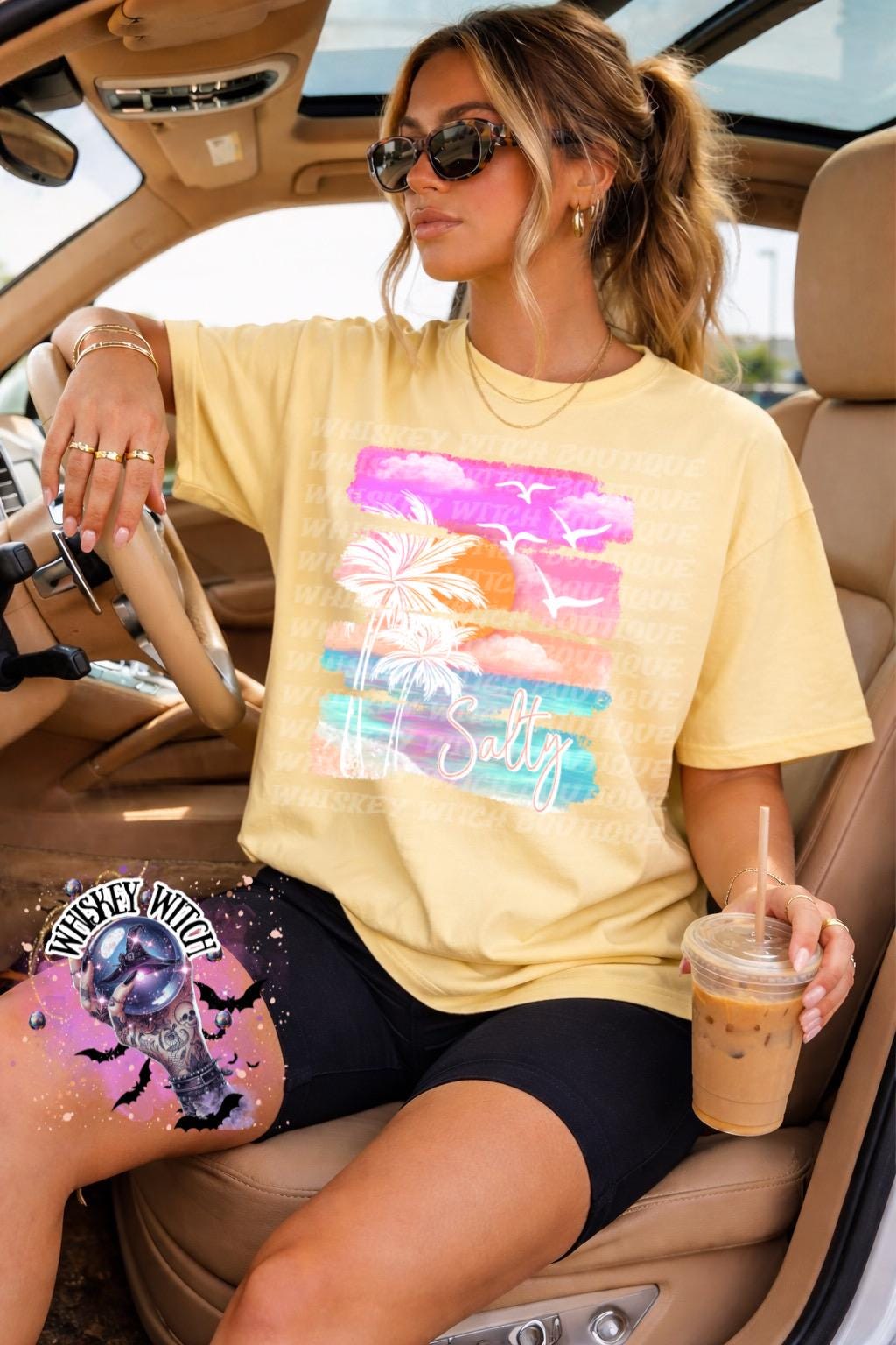 Salty Beach T-Shirt, Pastel Coastal Graphic for Summer Vacation, girls trip shirt