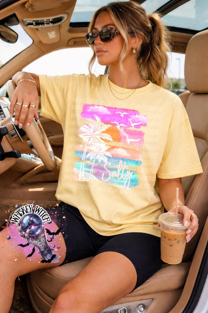 Salty Beach T-Shirt, Pastel Coastal Graphic for Summer Vacation, girls trip shirt