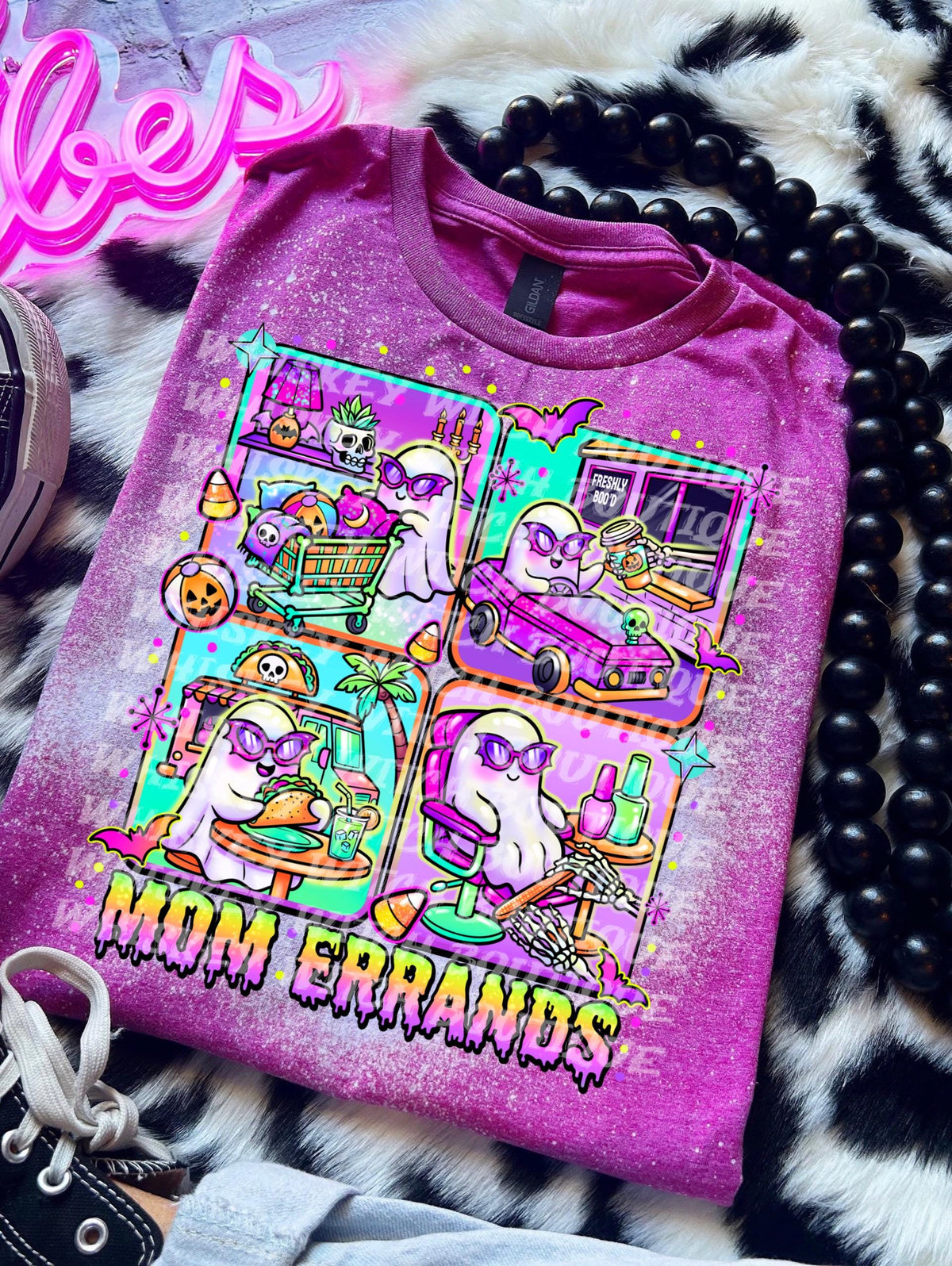 Spooky Mom Shirt, Mom Errands Ghost Tee, Funny Handmade Graphic T-Shirt Summerween
