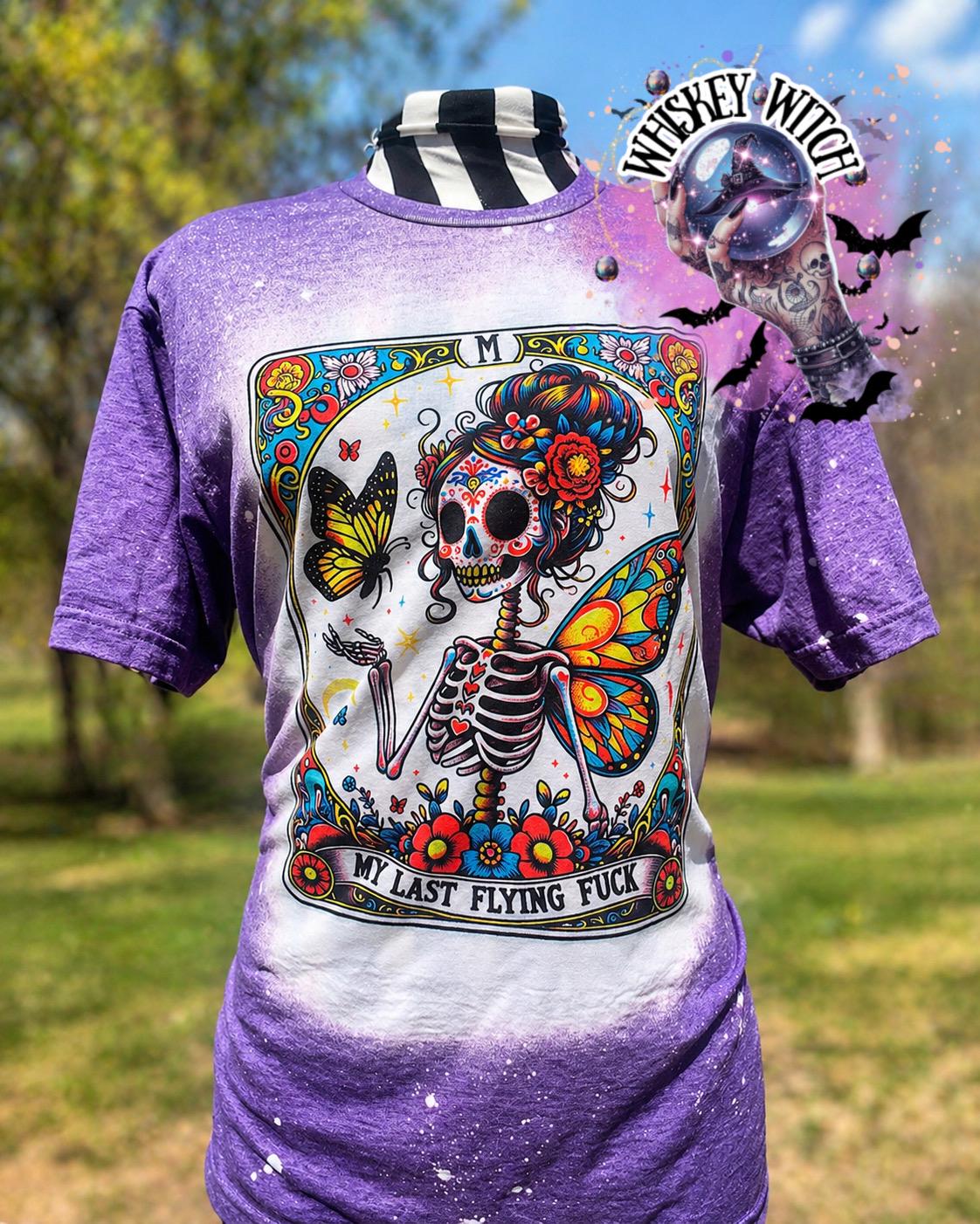 Funny Tarot My Last |Skeleton bleached t shirt | vintage | retro | distressed | custom | horror | goth | bleached tee | graphic tee | witchy