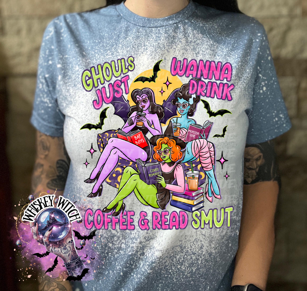 Smut Reader Tee, Ghouls Just Wanna Drink Coffee Shirt, dark romance, bleached tshirt