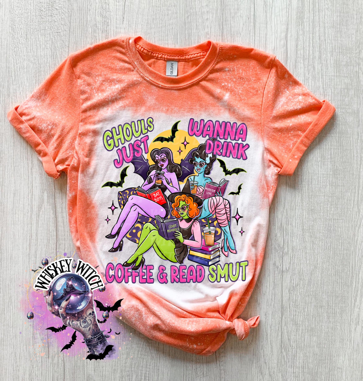 Smut Reader Tee, Ghouls Just Wanna Drink Coffee Shirt, dark romance, bleached tshirt