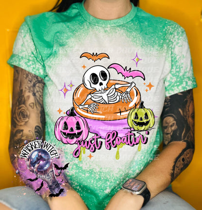 Spooky Summer Shirt, Cute Skeleton Pool Float Tee, Summerween Graphic T-Shirt