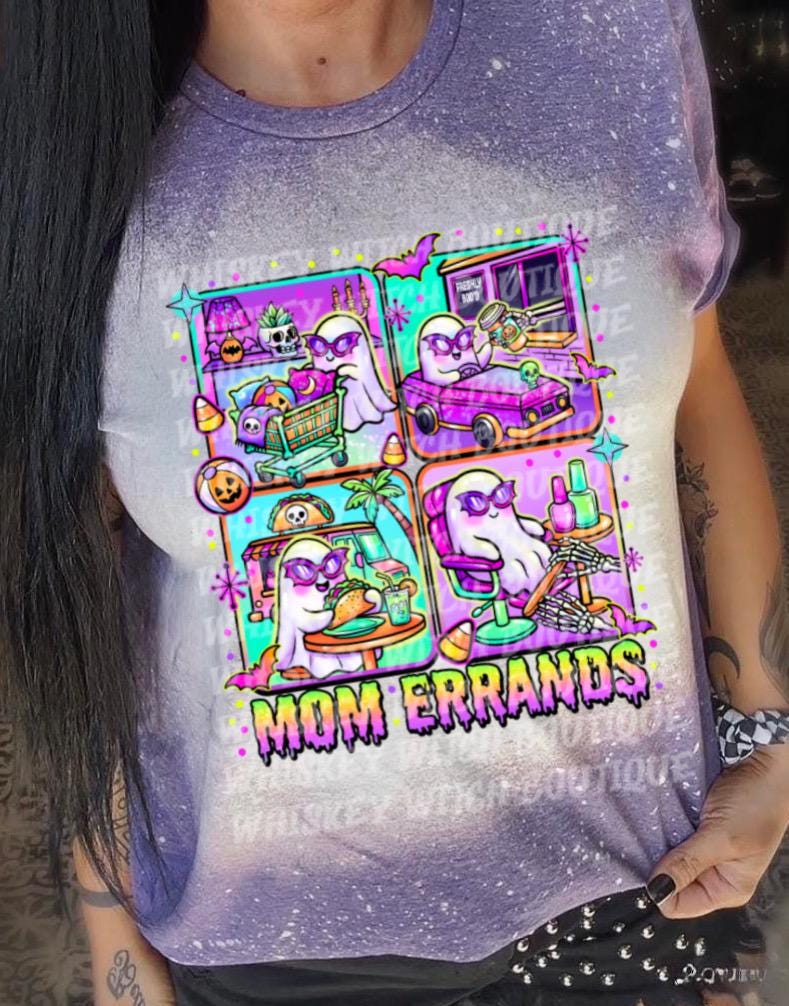 Spooky Mom Shirt, Mom Errands Ghost Tee, Funny Handmade Graphic T-Shirt Summerween