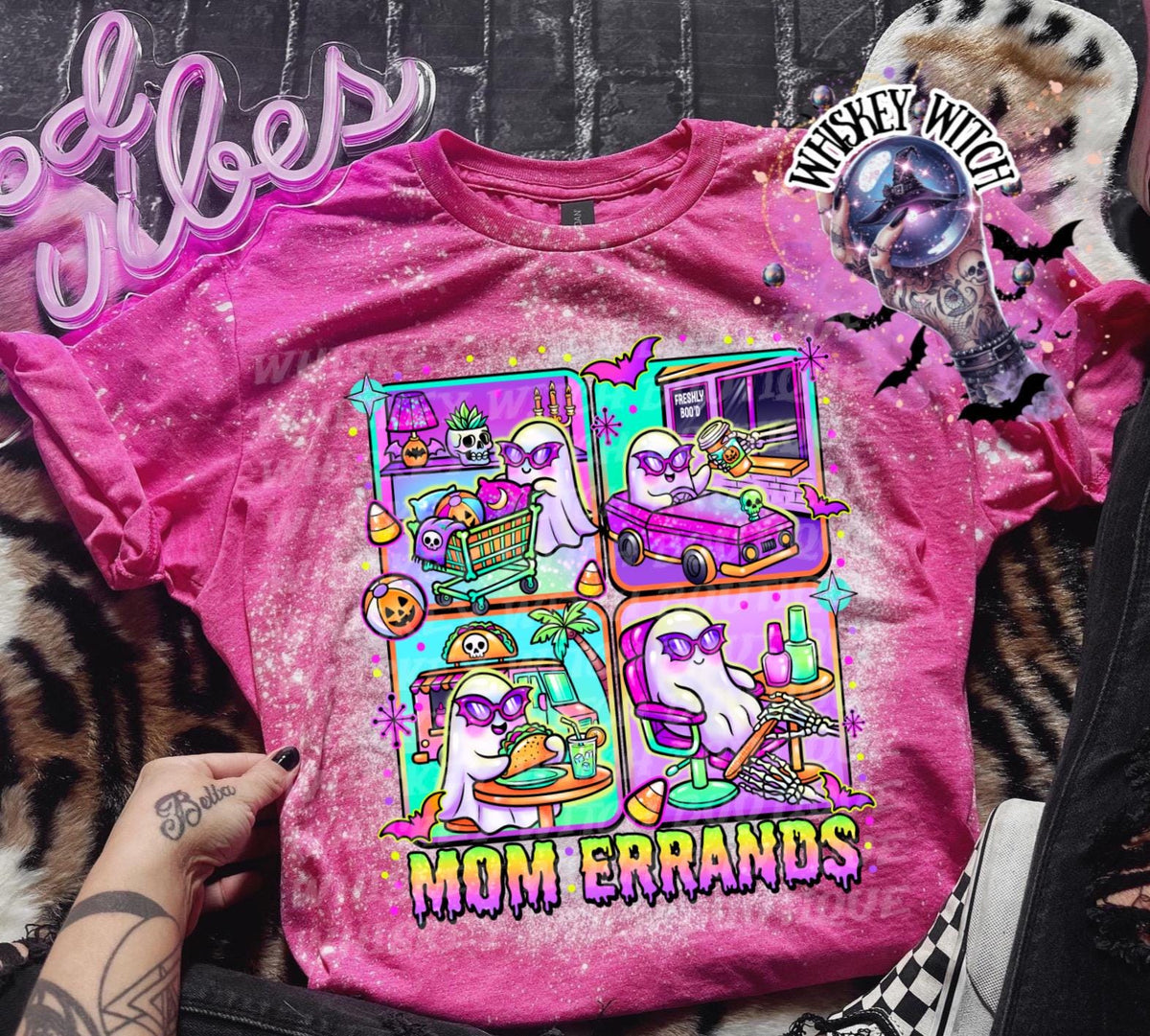 Spooky Mom Shirt, Mom Errands Ghost Tee, Funny Handmade Graphic T-Shirt Summerween