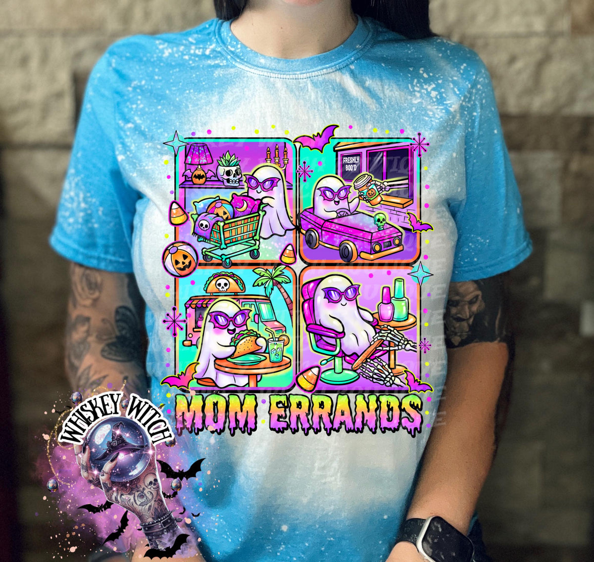Spooky Mom Shirt, Mom Errands Ghost Tee, Funny Handmade Graphic T-Shirt Summerween