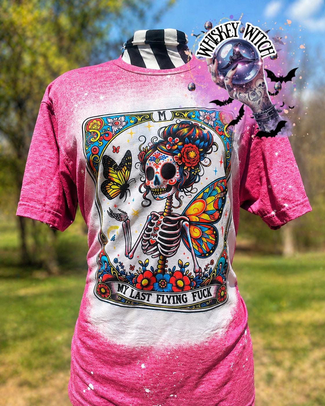 Funny Tarot My Last |Skeleton bleached t shirt | vintage | retro | distressed | custom | horror | goth | bleached tee | graphic tee | witchy