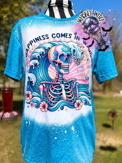 Happiness Comes in Waves vintage | retro | distressed | custom | funny shirt | Halloween | gift | snarky | goth | custom | summer | skull