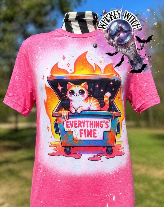 Everything’s Fine cat | vintage | retro | distressed | custom | funny shirt | Halloween | gift | snarky | goth | custom | mom | summer
