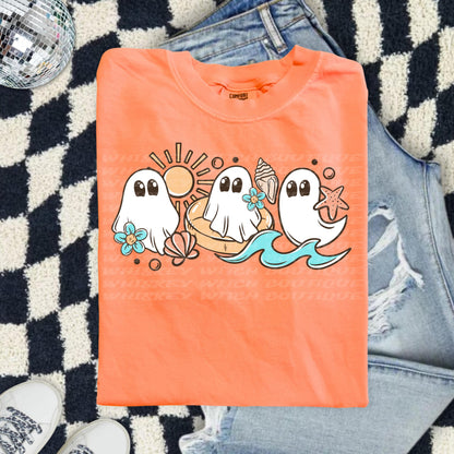 Spooky Summer Shirt, Comfort Colors Ghost Beach Tee