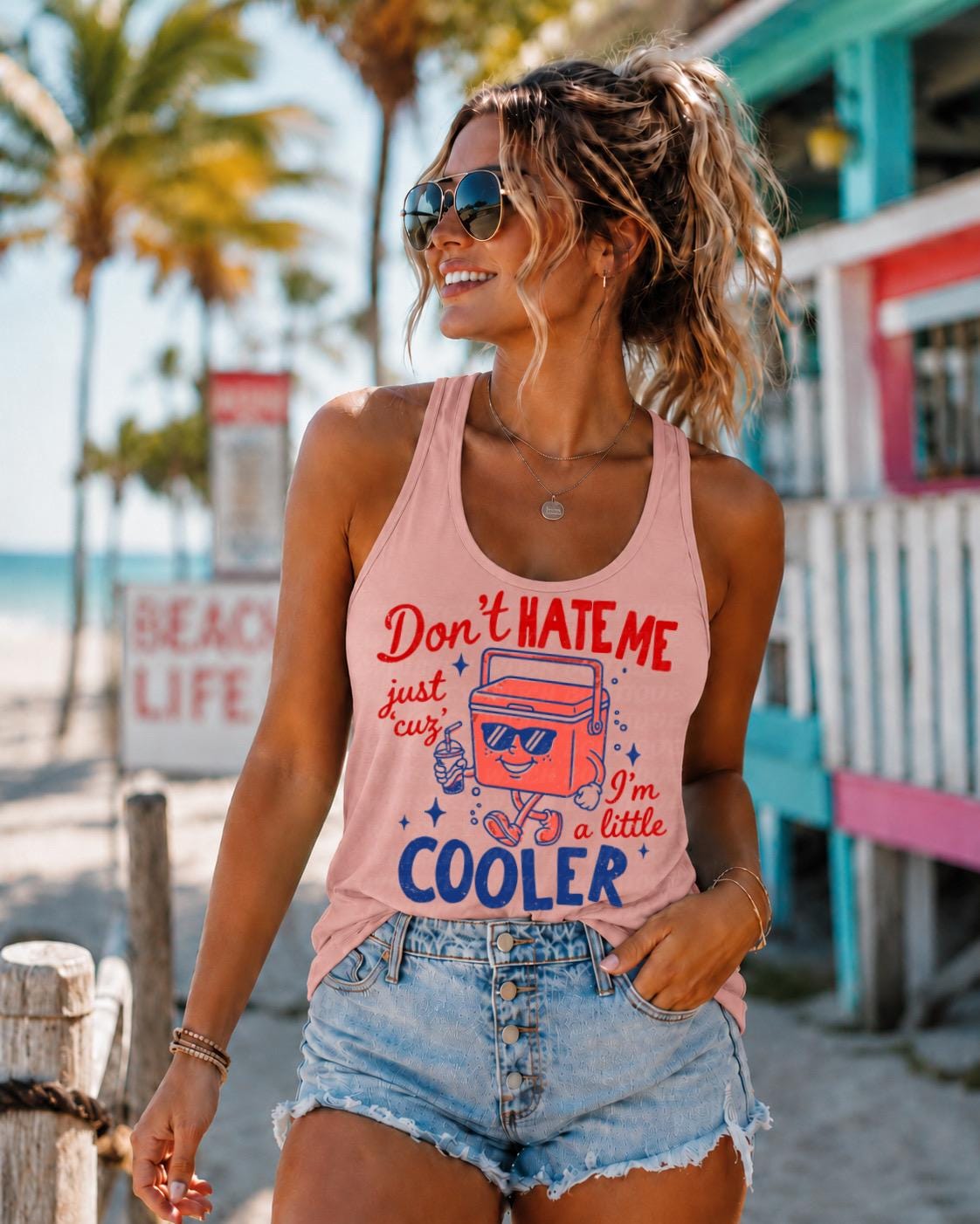 Funny Summer Tank Top, Retro Cooler Graphic Racerback Shirt