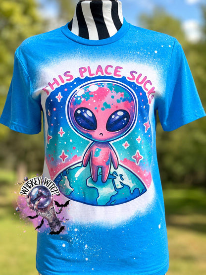 This Place Sucks Alien | vintage | retro | distressed | custom | funny shirt | Halloween | gift | sarcastic | snarky | goth | custom | mom