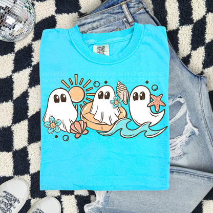 Spooky Summer Shirt, Comfort Colors Ghost Beach Tee