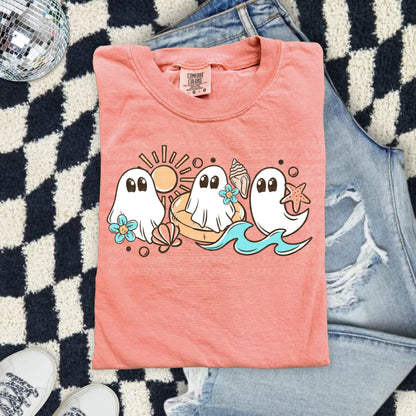 Spooky Summer Shirt, Comfort Colors Ghost Beach Tee