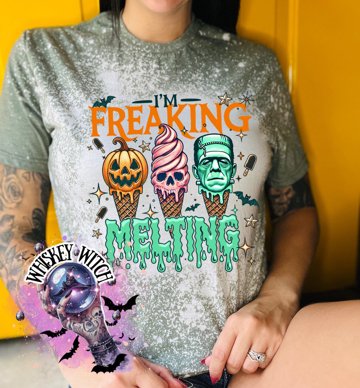 Handmade Summerween shirt featuring a funny spooky ice cream monster design, perfect for women who love Halloween vibes, horror-inspired tees, and cute spooky summer outfits.