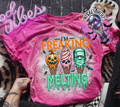 Handmade Summerween shirt featuring a funny spooky ice cream monster design, perfect for women who love Halloween vibes, horror-inspired tees, and cute spooky summer outfits.