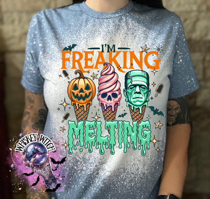 Handmade Summerween shirt featuring a funny spooky ice cream monster design, perfect for women who love Halloween vibes, horror-inspired tees, and cute spooky summer outfits.