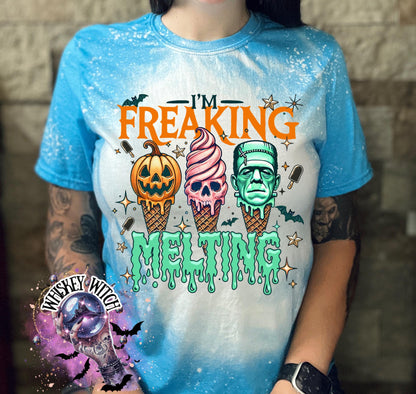 Handmade Summerween shirt featuring a funny spooky ice cream monster design, perfect for women who love Halloween vibes, horror-inspired tees, and cute spooky summer outfits.