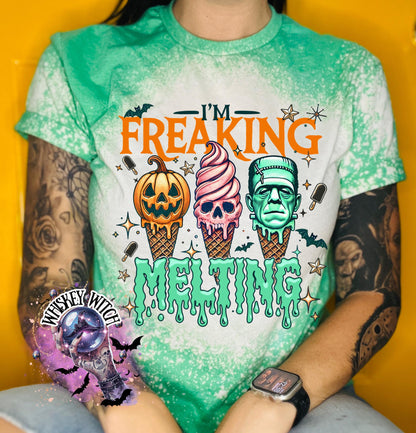 Handmade Summerween shirt featuring a funny spooky ice cream monster design, perfect for women who love Halloween vibes, horror-inspired tees, and cute spooky summer outfits.