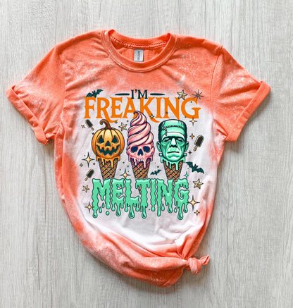 Handmade Summerween shirt featuring a funny spooky ice cream monster design, perfect for women who love Halloween vibes, horror-inspired tees, and cute spooky summer outfits.