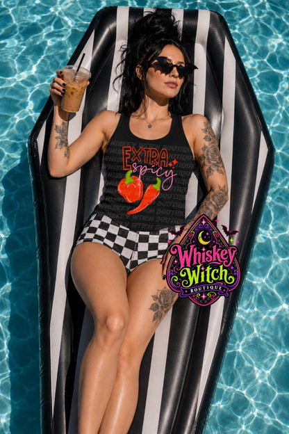 Spicy Pepper Tank Top, Extra Spicy Shirt, Funny Hot Pepper Graphic Tee, Spooky Summer Tank, Sassy Foodie Gift for Women