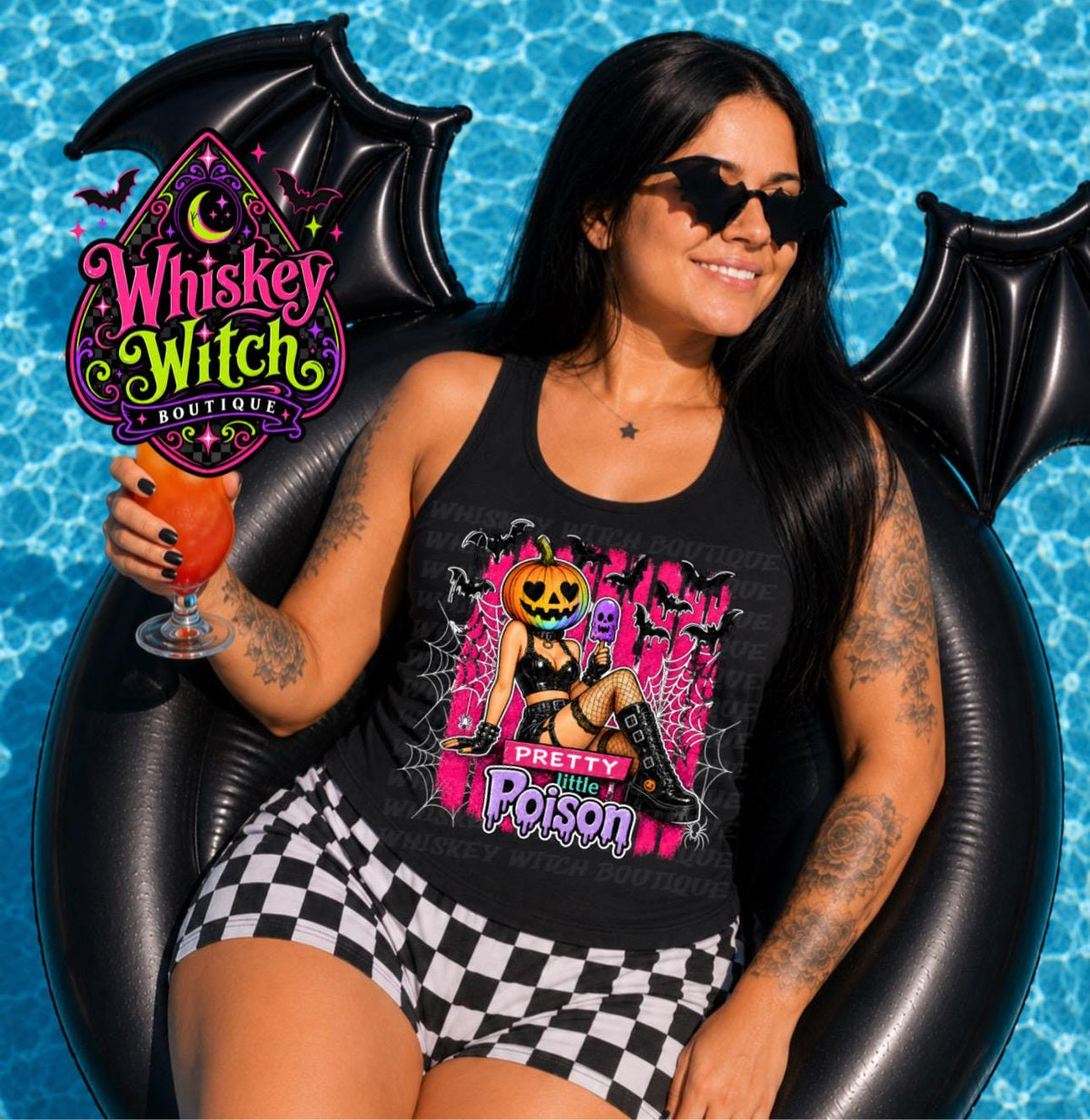 Pretty Little Poison Tank Top, Pumpkin Girl Halloween Shirt, Women’s Black Racerback
