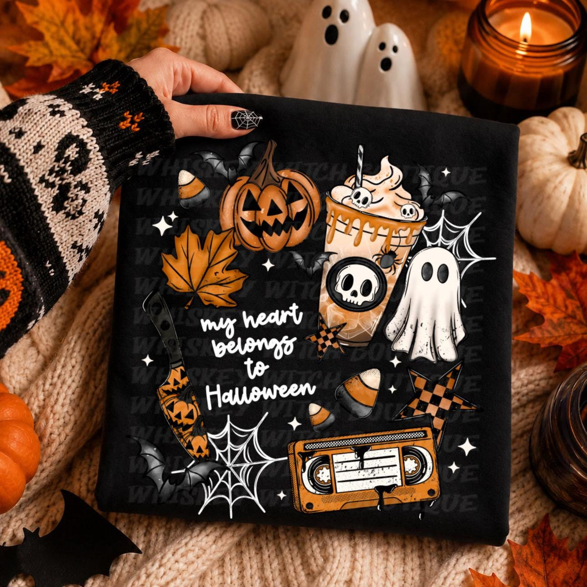 My Heart Belongs to Halloween T-Shirt: Witchy Retro Graphic Tee