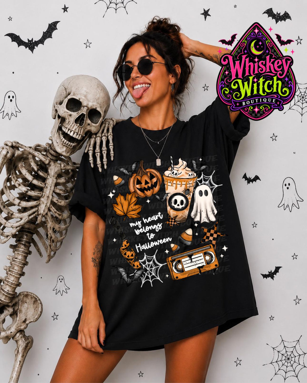 My Heart Belongs to Halloween T-Shirt: Witchy Retro Graphic Tee
