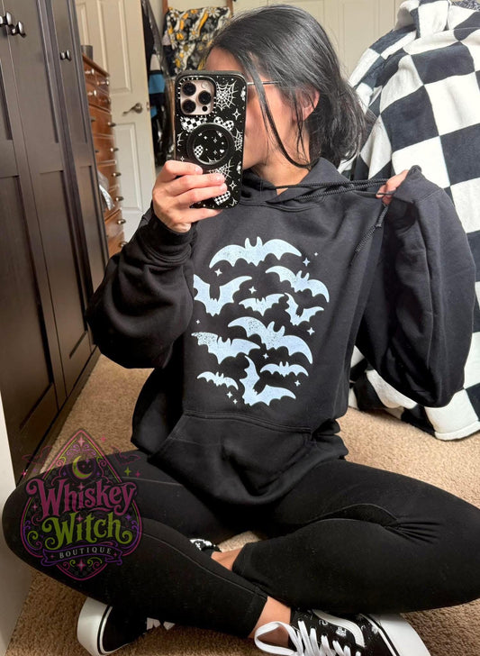 Halloween Bat Shirt or Sweatshirt, Feelin Batty Tee | Retro Checkerboard Spooky Graphic
