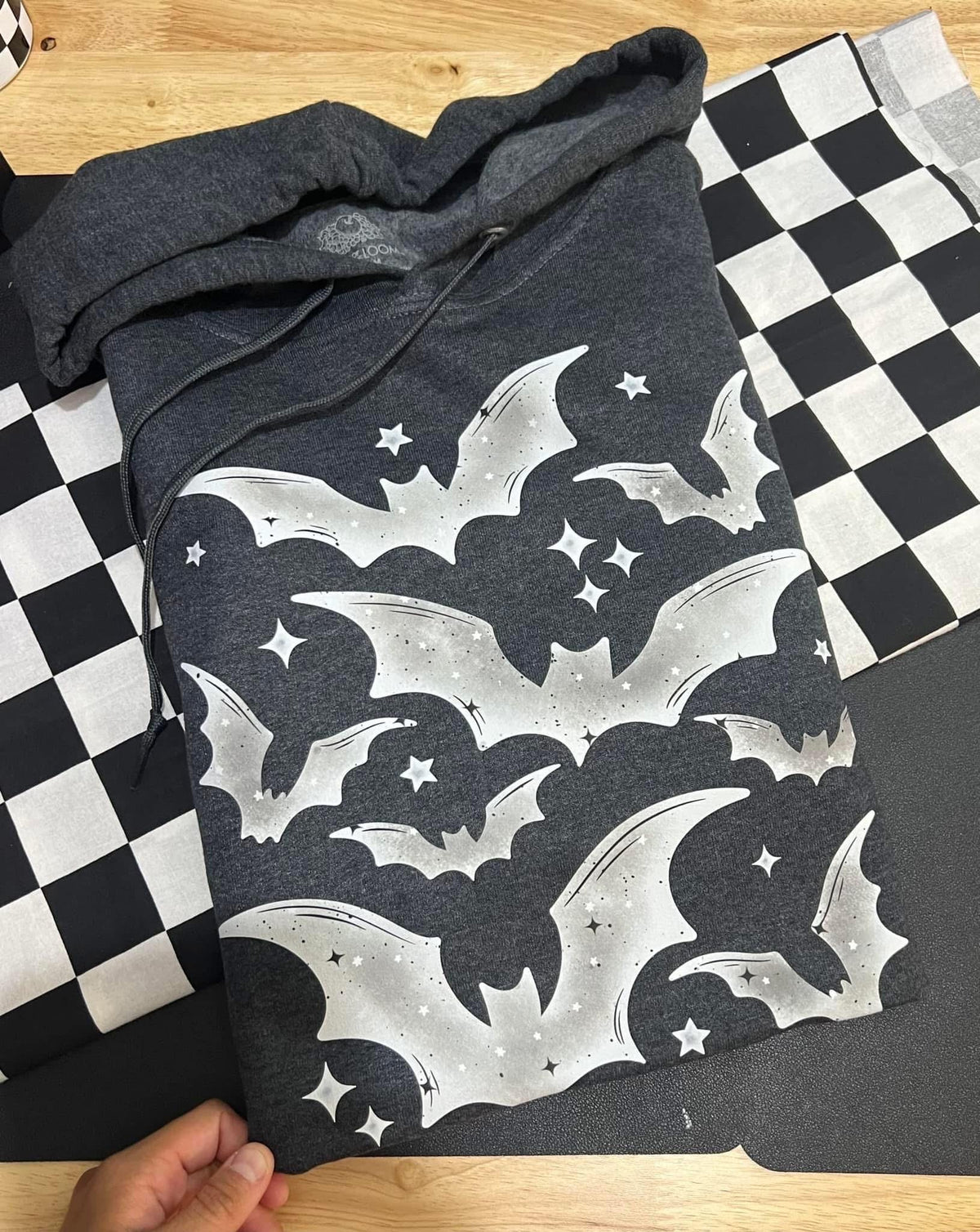 Halloween Bat Shirt or Sweatshirt, Feelin Batty Tee | Retro Checkerboard Spooky Graphic