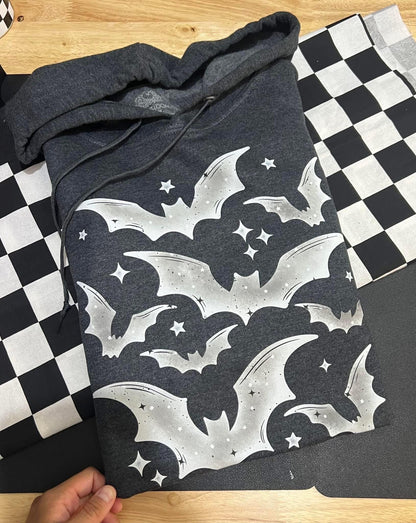 Halloween Bat Shirt or Sweatshirt, Feelin Batty Tee | Retro Checkerboard Spooky Graphic