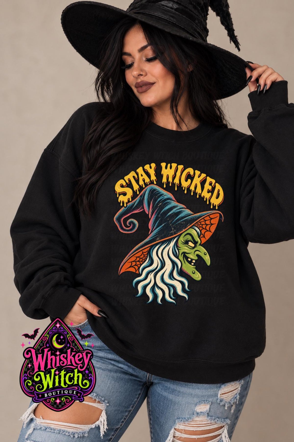 Stay Wicked Witch Shirt, Retro Halloween Tee, Crewneck Sweatshirt or Hoodie