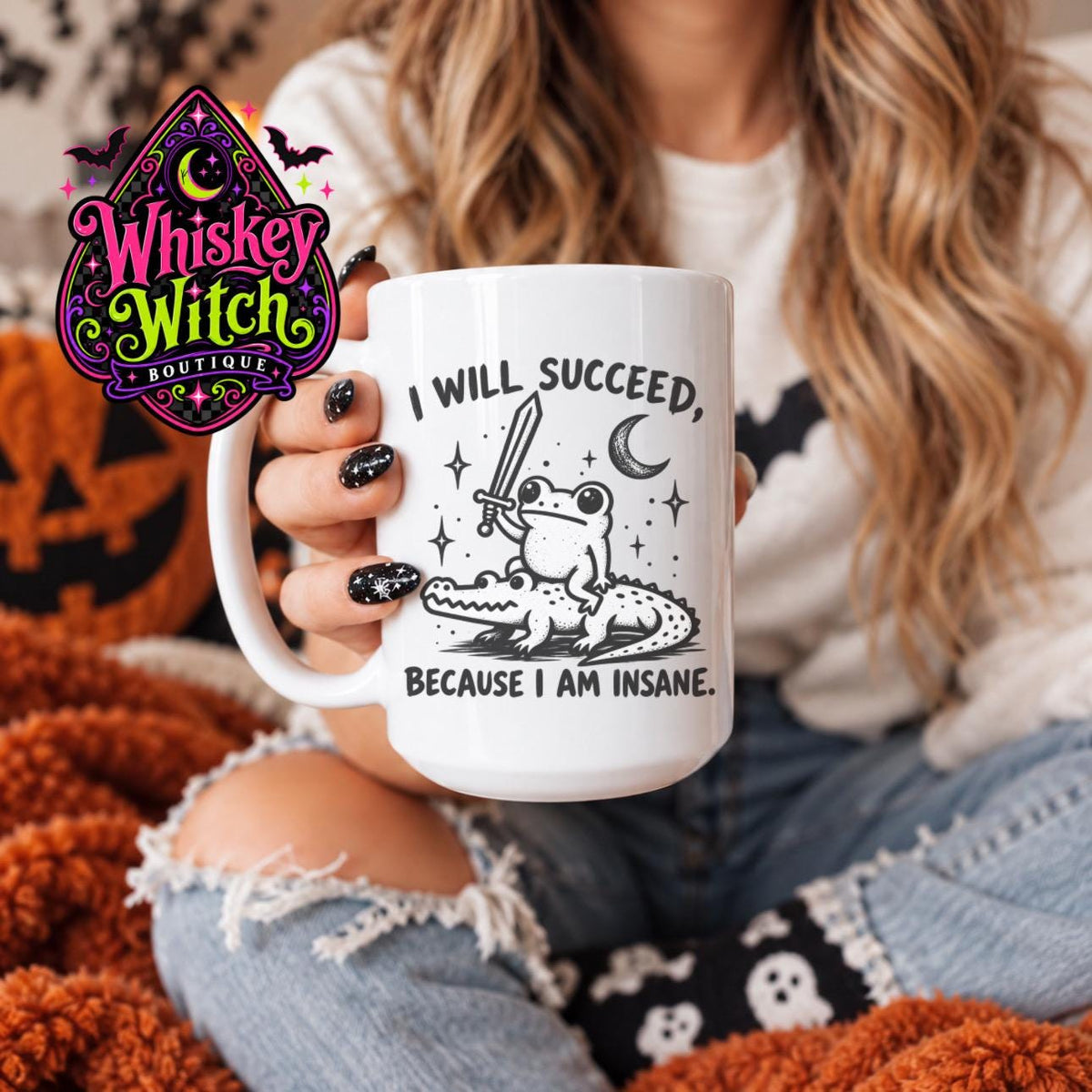Funny Frog Mug, I Will Succeed Because I Am Insane, Weird Coffee Mug