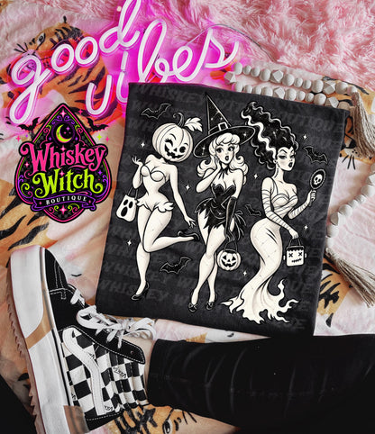 Vintage Halloween Shirt, Retro Witch Tee, Pumpkin Girl Crewneck Sweatshirt or Hoodie